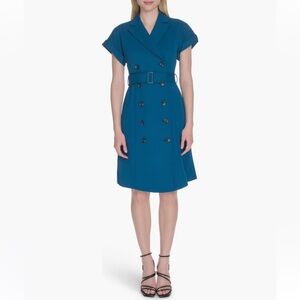 NWOT Calvin Klein Double Breasted  Sleeveless Belted Dress color Cypress Size 6